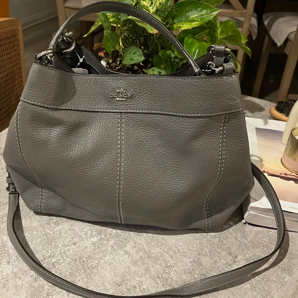 Gray Coach Leather Bag